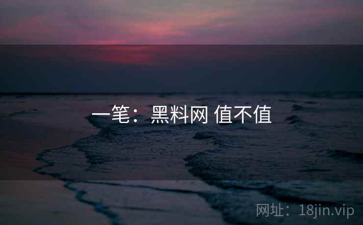 一笔:黑料网 值不值 一笔:黑料网 值不值